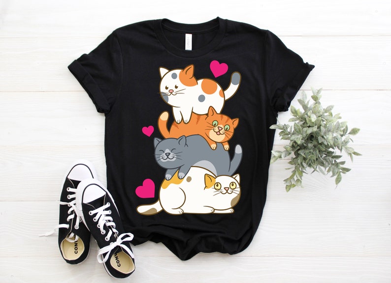 Cute Cats Anime Kawaii Gift Costume T-shirt Cat Girls Shirts - Etsy