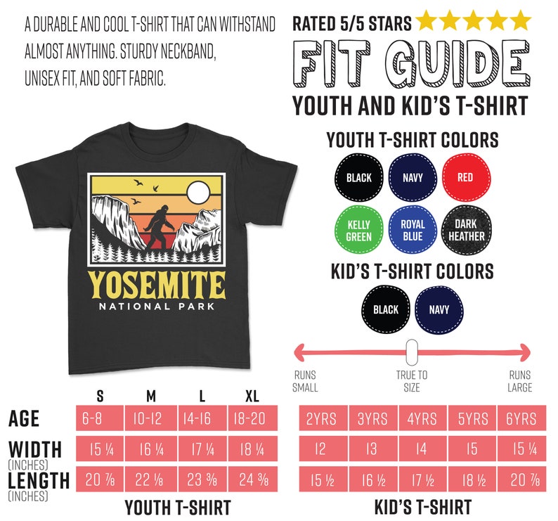 Yosemite National Park US T-Shirt, Bigfoot Sasquatch Yeti USA California Parks Lover Gift, Camping Hiking Travel Souvenirs, Birthday Present image 7