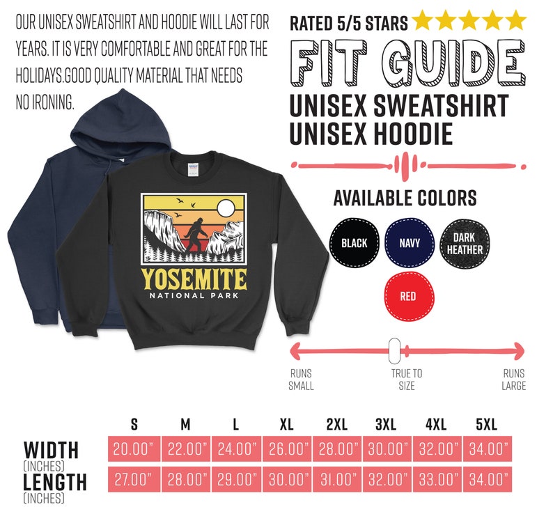 Yosemite National Park US T-Shirt, Bigfoot Sasquatch Yeti USA California Parks Lover Gift, Camping Hiking Travel Souvenirs, Birthday Present image 9