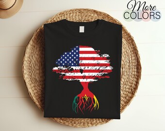 Koszulka z flagą amerykańską Kamerunu Korzenie Kamerunu Flaga, Kameruńczycy, Kameruńskie prezenty, Kameruński prezent, Kameruński urodzinowy T-shirt