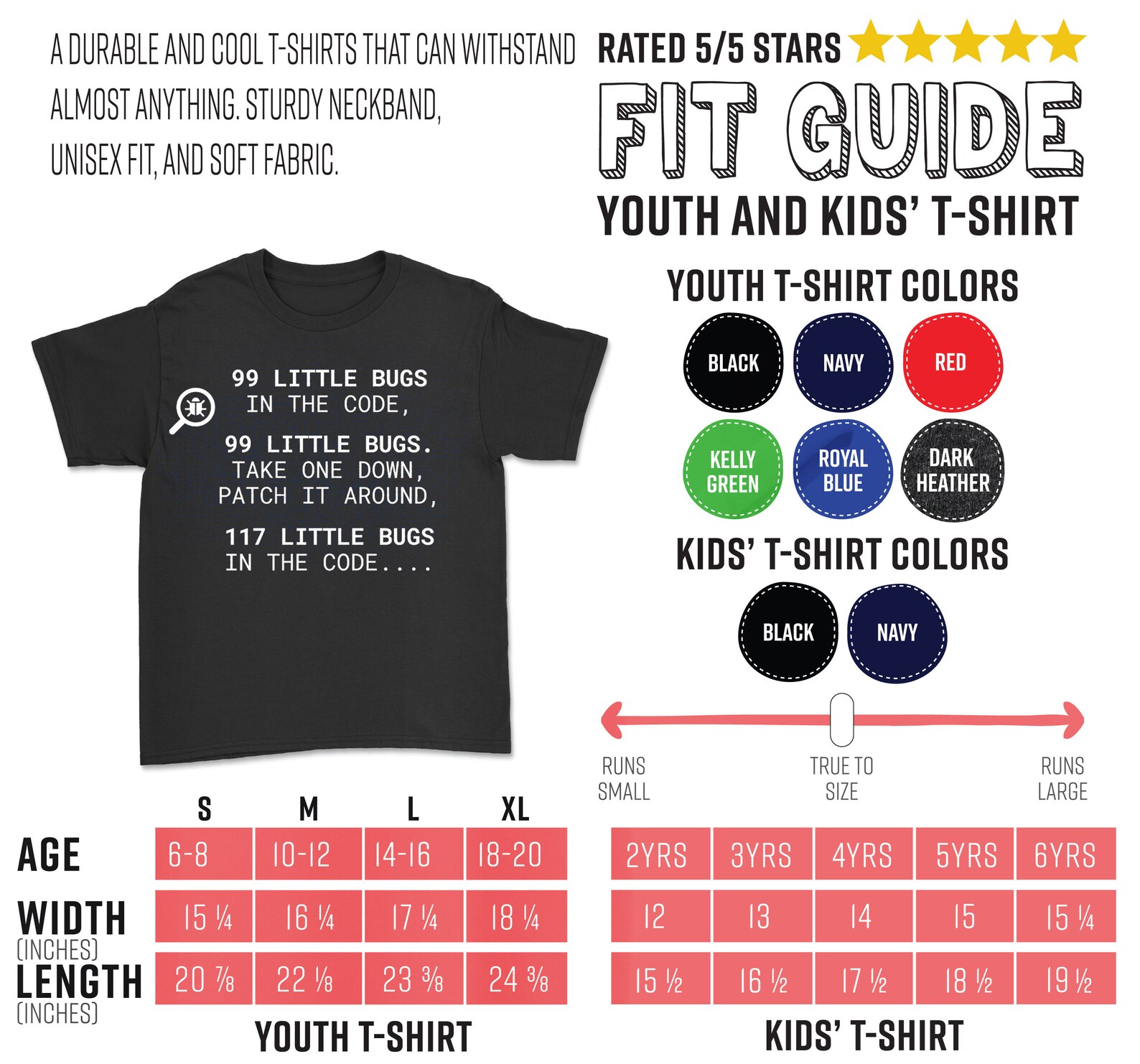 99 Little Bugs in the Code Programming Coding Funny T-shirt, Web ...