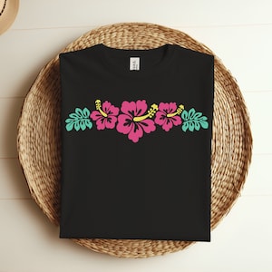 Hawaiianische Aloha Hibiskusblume Hawaii Surfer T-Shirt, Insel Tropische Blumen Tees, Luau, Tiki Strandpartys, Urlaubsgeschenk Polynesien Shirt,