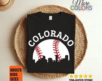 Colorado Baseball Skyline Shirt City Silhouette Sports Fan Gift Adults Kids Unisex Tee