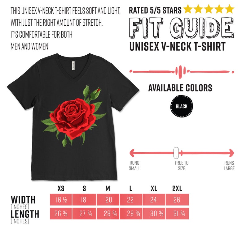 Single Red Roses Flower Of Cute Red Roses Flower Gardening T-Shirt, Gift Who Loves Pretty Floral Designs, Valentine's Day Birthday Present, image 9