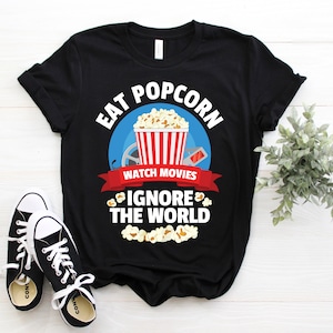 Popcorn Vintage Retro Funny Popcorn Lovers Gift T-Shirt, Film Fans Tee, Go To Movie Theatre Tshirt, Eat Pop Corn, Cinema, Birthday Present,