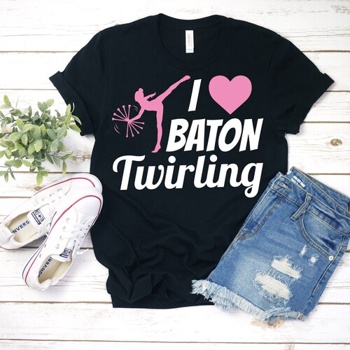 Baton Twirling T-Shirt, Rhythmic Gymnastics Performer Gift, Twirler Birthday Present, Rhinestone Twirl Gymnast Costume, Gymnasts Girl Mom,