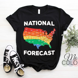 National Forecast American USA Rainbow Map Gay Support Equality T-Shirt, Lgbt Pride Shirts, Lesbisches T-Shirt, Bisexuelles TShirt, Gay Geschenke Geschenk,