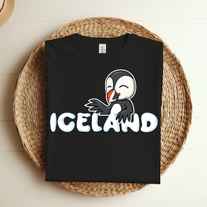 Island Papageitaucher Vogel Süßes T-Shirt, Perfektes Geschenk T-Shirt Reykjavík Island Liebhaber, Kleidung Souvenir für Besuchen Island, isländischer Urlaub Shirt,