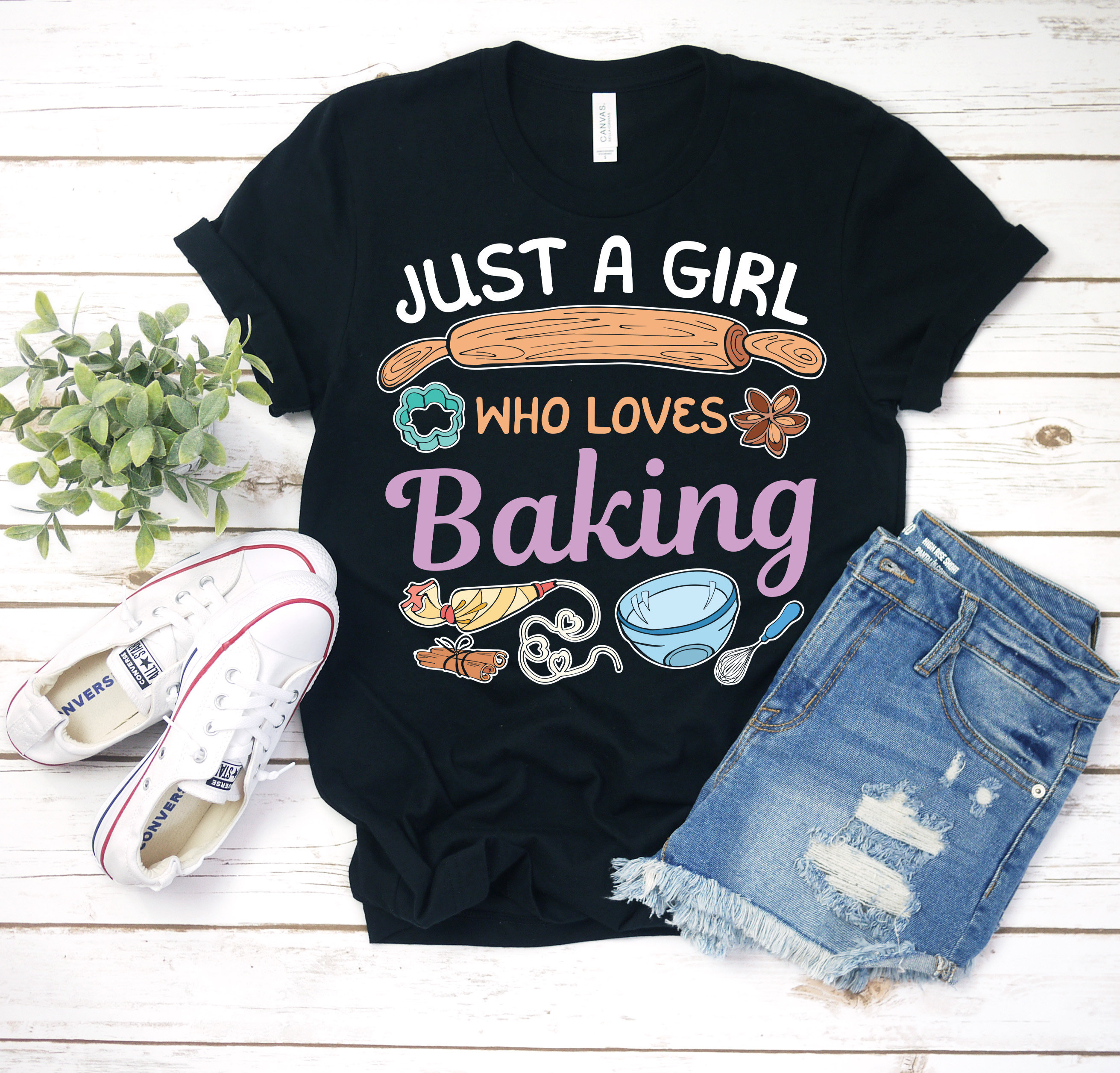Just A Girl Who Loves Baking Funny Cute T-shirt, Baker Cooking
