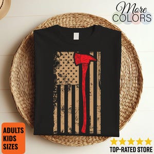 Brandweerman T-shirt, Amerikaanse vlag brandweerman T-shirt, brandweerman T-shirts, cadeau voor brandweerman, brandweerman vader, brandweer,