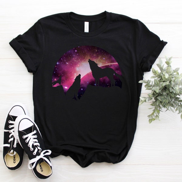 Howling Wolf Galaxy Sky Wolves Pack Stars Art Shirt, Wolf Lover Gifts, Hipster Wolf Spirit Vintage Animal T-Shirts, Hoodie, Tank Top, Kids,