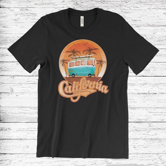 Shirt California Flag Vintage , Retro Surf Van Palms Tee Shirt California Flag Vintage , Retro Surf Van Palms Tee