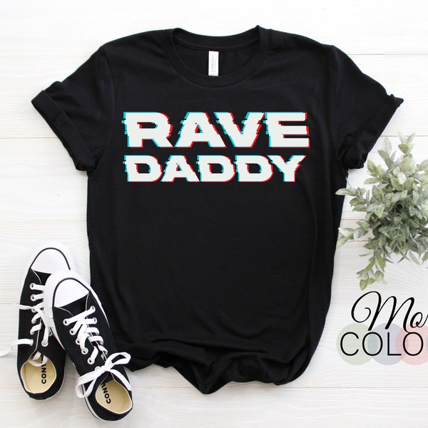 Rave Daddy EDM Music Festival Father Optical Illusion Trippy T-Shirt, Dad Father's Day Gift, Cool Night Club Party Lover Events Birthday,