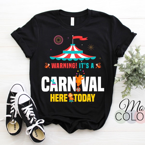 Warning It's A Carnival Here Today Circus Staff Costume T-Shirt, Clowns Ringmaster Tamer Taming, Kids Birthday Children Party Present Gifts,