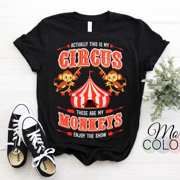 Circus Monkeys Staff Costume Carnival Vintage T-Shirt, Clowns Ringmaster Tamer Taming Tee, Kids Birthday Children Party, Circus Lover Gifts,