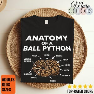 Anatomy Of A Ball Python T-Shirt Reptile Keeper Herpetology Snake Lover Graphic Tee Gift Apparel