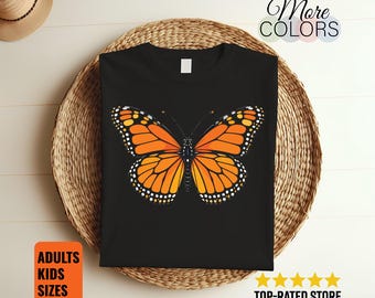 Monarch Butterfly T-Shirt, Orange Wings Graphic, Nature Lover Birthday Gift, Entomology Insect Design, Garden Wildlife, Spring Summer Outfit