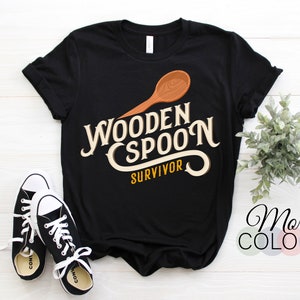 Funny Wooden Spoon Survivor Vintage Retro Humor T-Shirt, Gift for Friends and Family, Great Gift Idea for Christmas, Birthday Present Tees,