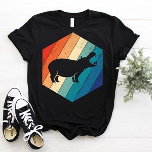 Hippopotamus Vintage Retro Hippo T-Shirt, Cute Hippos Costume Gift, Funny African Wildlife Animals Lover, Zoo Trip, Birthday Party Present,