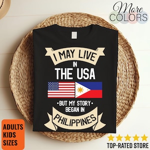 I May Live in The USA But My Story Began in Philippines T-Shirt, American Flag Filipino Roots, Philippines Gifts, Birthday Present, Tank Top