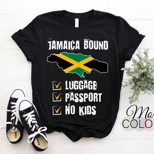 Luggage Passport Jamaica Bound Jamaican Flag Travel Vacation Holiday Funny T-Shirt, Perfect Gift Flying To The Island Of Jamaica Outfit,