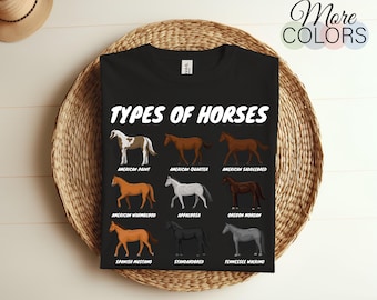 Soorten paarden paardenras paardrijden cadeau T-shirt, paardensport western country lover T-shirts, ruiter kostuum, cowgirls aanwezig,