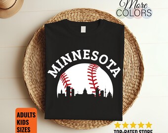 Minnesota Baseball Skyline Shirt City Silhouette Sports Fan Gift Adults Kids Unisex Tee