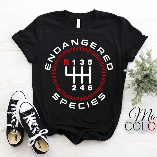 Endangered Species Manuals Stick Shift Funny Funny Cars Owner Driver T-Shirt, Garage Shirts, Car Collector Birthday Present, Mechanic Gifts,