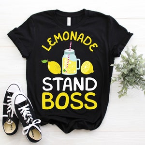 Lemonade Stand Boss T-Shirt, Ice Lemon Juice Crew Owned Business Gift, Entrepreneur Hustle, Lemons Kids Youth Boys Girls Teens, Clothes Tees