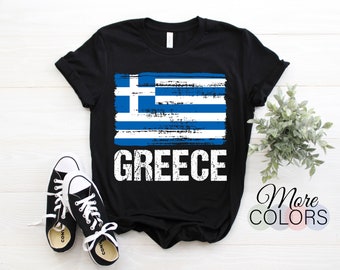 Greece Greek Flag Pride Vintage Gift T-Shirt, Heritage Patriotic Born Greece Roots, Travel Vacation Present Friday Family Sport Teams TShirt