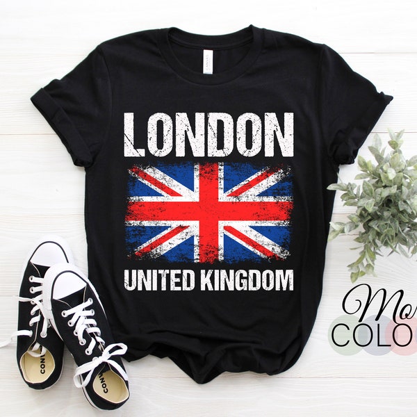 London United Kingdom UK Union Jack England T-Shirt, Vintage Souvenirs British Flag, Souvenir Birthday Present Gifts Visit Travel TShirt