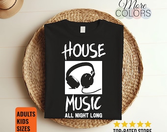 Dj House Music T-Shirt, Old School Dj T Shirts, Dj Tanner TShirt, Gift for Dj, Disc Jockey Tee, Vinyl Record, Birthday Present, Headphones,