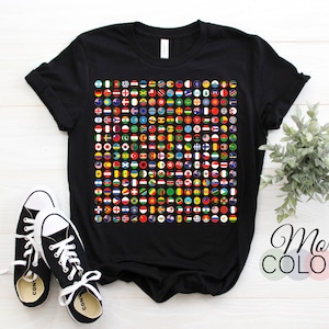World Flags T-shirt Cool Travel 256 Flag International Tee, Lernen Kinder Grafik Welt Geografie Kleidung, Internationale Studenten Schule,