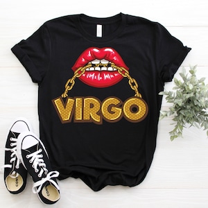 Virgo Girl Lips Horoscope Zodiac Astrological Sign Funny T-Shirt, Born On August 23 September 22 Gifts, Cool Virgo Birthday Present Tee image 1