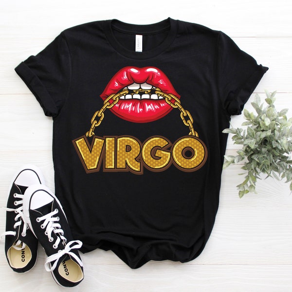 Virgo Girl Lips Horoscope Zodiac Astrological Sign Funny T-Shirt, Born On August 23 - September 22 Gifts, Cool Virgo Birthday Present Tee