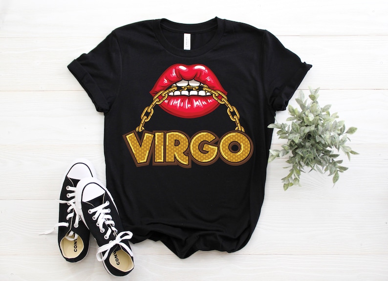 Virgo Girl Lips Horoscope Zodiac Astrological Sign Funny T-Shirt, Born On August 23 September 22 Gifts, Cool Virgo Birthday Present Tee image 1