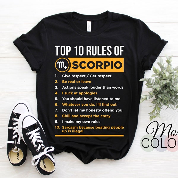 Scorpio Facts Traits Astrological Zodiac Sign T-Shirt, Scorpius Born October November Month Gift, Birthday Present, Horoscope Astrology Tees