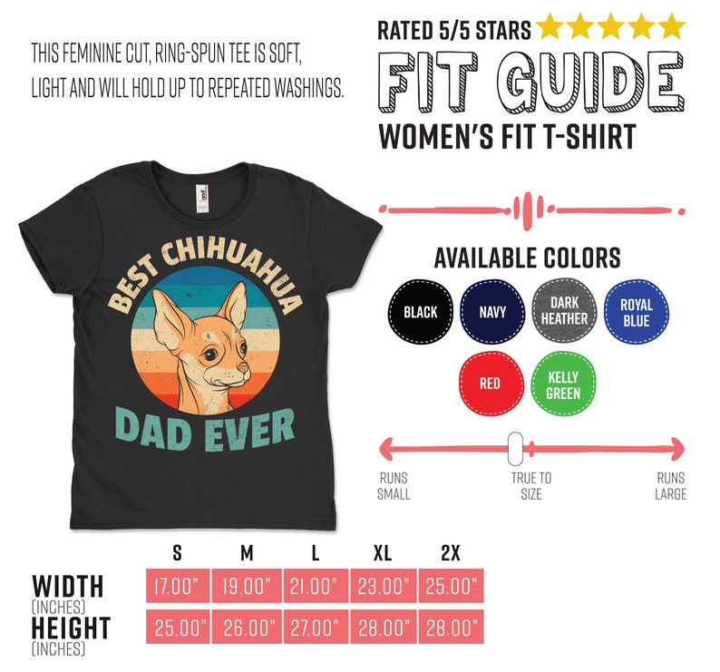 Best Chihuahua Dad Ever Vintage Cute T-Shirt, Chiwawa Dog Owner Gift, Funny Pet Puppy T Shirts, Birthday Christmas Costume, Father's Day, image 3