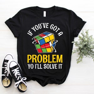 Rubik Cube Retro Vintage Colorful Cube Game Math T-Shirt, Rubiks Cube Costume Gifts, Rubik&#39;s Solve Lover Birthday Present Shirts, Funny Tees