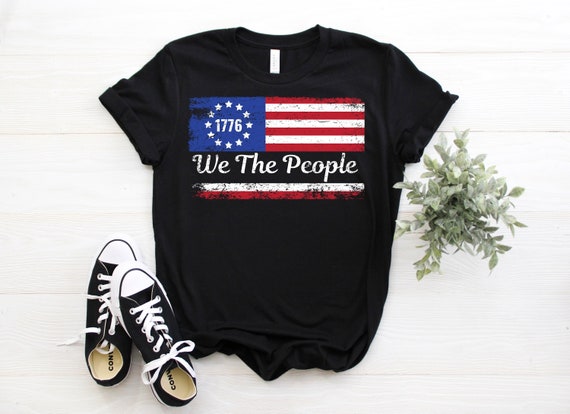 We The People 1776 Vintage USA Flag T-Shirt, United States Of America Constitution Gift, Libertarian Independent, Proud American 4th Of July