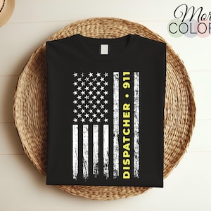 911 Dispatcher Dispatch T-Shirt, Geschenk der amerikanischen Flagge, Ersthelfer, 911 Worker Geschenke, Rettungsdienste, Held Dispatcher Shirt