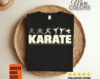 Karate Silhouette Shirt, Martial Arts Gift, Black Belt Training Tee, Kicking Poses Graphic, Dojo Student Outfit, Sensei Birthday, Sports Fan