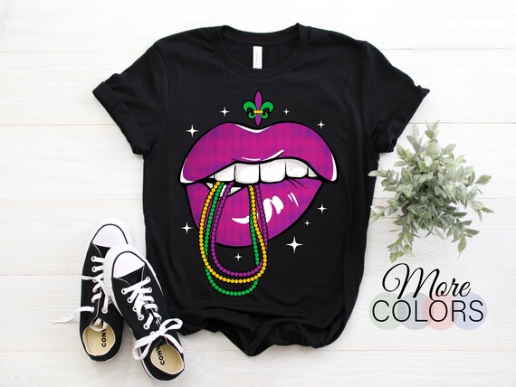 Funny Mardi Gras Purple Lips T-Shirt Funny Mardi Gras Purple Lips T-Shirt