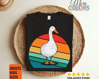 Camiseta de pato, estilo retro vintage, para hombre y mujer, ideal como regalo para amantes de la granja, cazadores de patos, naturaleza, aves acuáticas y observación de aves.