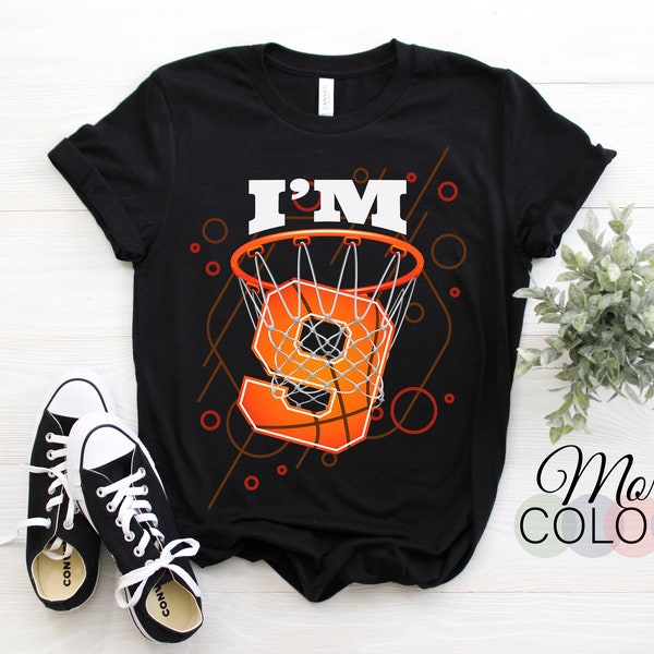 I'm 9 Years Old Basketball Net Ball Game Lover Gift Birthday T-Shirt, Girls Boys Nine 9th Bday Player Coach, Son Daughter Present Tees,