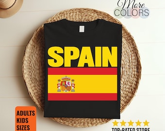 Spain Flag Shirt, Spanish Heritage Graphic, Red Yellow Country Artwork, Patriotic Pride Gift, Europe Travel Souvenir, Vacation Family Outfit