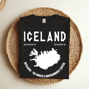 Camiseta vintage con mapa de Islandia, regalo perfecto para los amantes de Islandia, ropa de recuerdo para viajes a Islandia, camiseta de vacaciones en Islandia