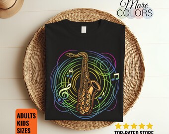 Saxophone Music Notes Saxophonist Shirt Jazz Band Musician Instrument T-Shirt