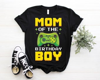 Mom Of The Birthday Boy Gamer Gaming Shirt, Cool Video Game controller Tee, Playing Games Lovers, Awesome Gamers Son Birthday Party Present,