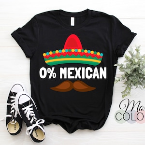 0% Mexican Me Vale Mexico Hat Sombrero Cinco De Mayo Men Women Viva Funny T-Shirt, Party Festival Costume Gift Latina Birthday Present Shirt